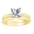 thumbnail image 1 of AFFY Princess Shape White Cubic Zirconia Engagement Wedding Band Ring Set In 14k Solid Yellow Gold Ring Size-5, 1 of 1