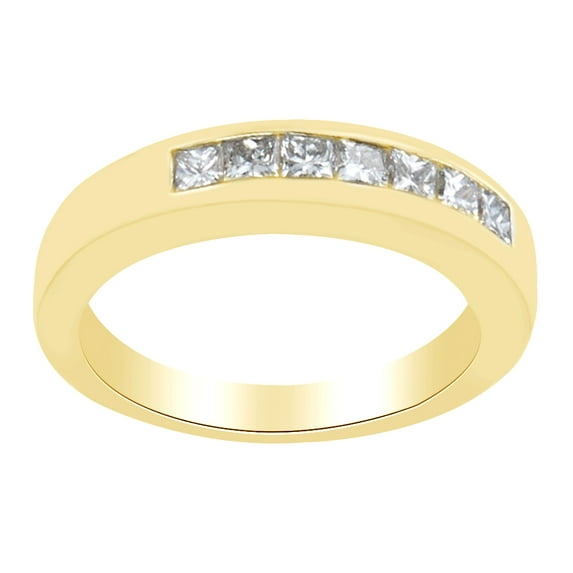 AFFY Princess Shape White Diamond Engagement Wedding Band Ring 14K Solid Yellow Gold (0.5 Cttw)