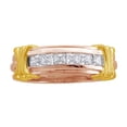 thumbnail image 1 of AFFY Princess Shape White Diamond Men's Six Stone Engagement Band Ring In 14K Solid Rose Gold, 1 of 1