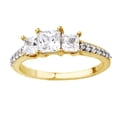 thumbnail image 1 of AFFY Princess Shape White Diamond Three Stone Engagement Ring In 14K Solid Yellow Gold By, 1 of 1