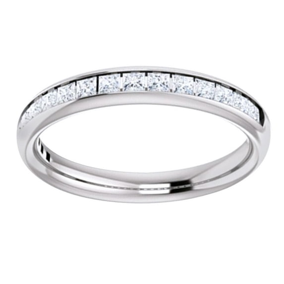 AFFY Princess Shape White Natural Diamond Engagement Wedding Ring In 14K White Gold (0.62 Cttw)