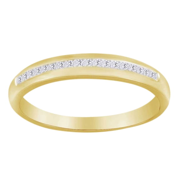 AFFY Princess Shape White Natural Diamond Eternity Men's Band Ring In 10k Yellow Gold (0.50 cttw) Ring Size-8.5