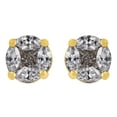 thumbnail image 1 of AFFY Princess Shape White Natural Diamond Halo Stud Earrings In 10K Solid Yellow Gold (0.62 Cttw), 1 of 1