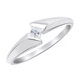 thumbnail image 1 of AFFY Princess Shape White Natural Diamond Solitaire Fashion Ring In 10k White Gold (0.1 cttw) Ring Size-5, 1 of 2