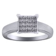 thumbnail image 1 of AFFY Princess Shape White Natural Diamond Square Cluster Engagement Ring In 10K Solid White Gold (0.5 Cttw), 1 of 1
