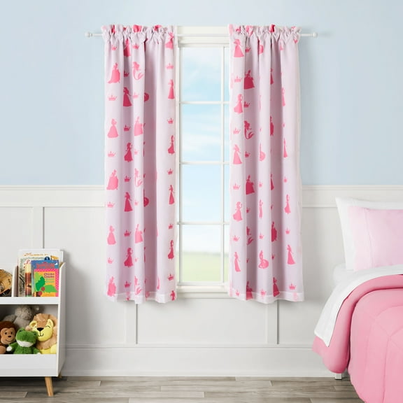 Princess Sheer and Blackout Kids Drape, 38" x 63", Pink and White, Disney