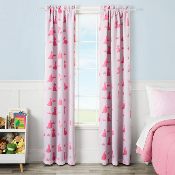 Princess Sheer and Blackout Kids Drape, 38" x 84", Pink and White, Disney