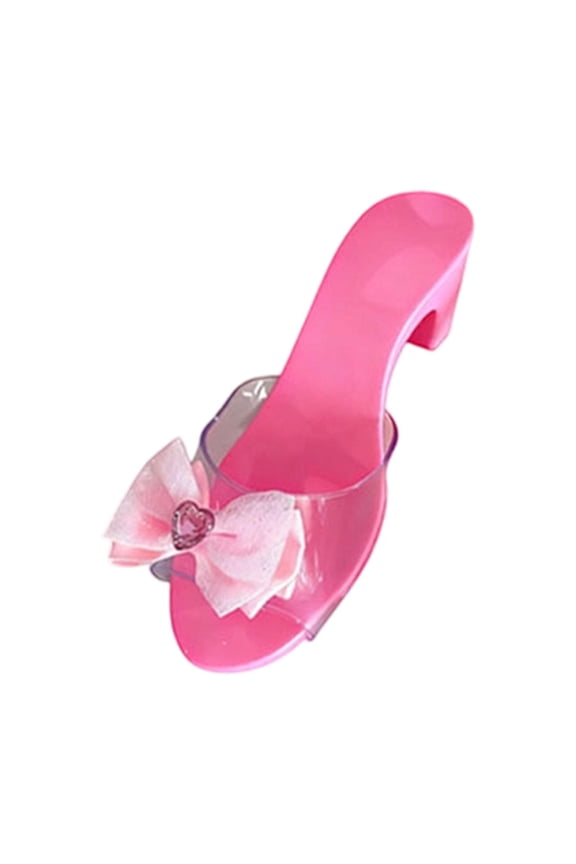 Princess Shoe High Heels Jelly Sandals Bow Embellishment Lightweight Plastic Perfect for Little Girls Events