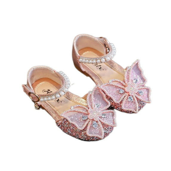 Princess Shoes for Girls, Toddler Dress Shoes Flats, Butterfly Wedding Party Bridesmaids Shoes Glitter Princess Ballet Crib Shoes for Kid, Pink