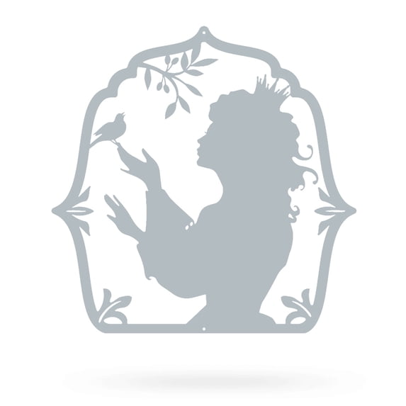 Princess Silhouette Wall Art - Enchanting Steel Décor for Nurseries, Bedrooms & Playrooms (Textured Silver)