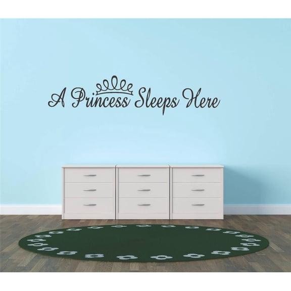 A Princess Sleeps Here Boys Room Teddy Bear Trains Dino Dinosaurs Tractor Mud Puddles Trucks Airplane Holiday Gift Decorating Ideas Girl Boy Bedroom Wall Decal Sticker - Size: 16 Inch x 29 Inch