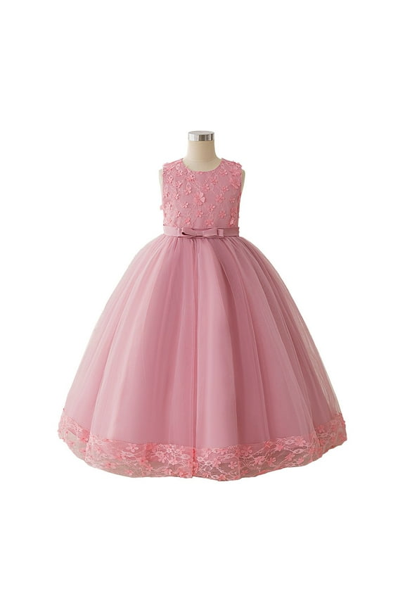 Princess Sleeveless Pageant Dresses Kids Prom Puffy Tulle Ball Gown Girl Dress For Party