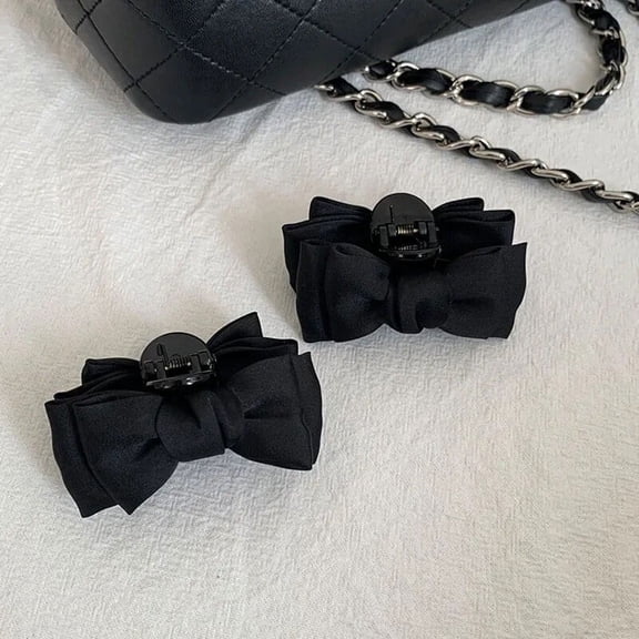 Princess Small Hair Claw Clamp Black Bow Head Grab Clip Women Girl Hair Side Clip Forehead Bangs Hair Clip Styling Headdress New