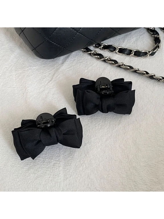 Princess Small Hair Claw Clamp Black Bow Head Grab Clip Women Girl Hair Side Clip Forehead Bangs Hair Clip Styling Headdress New