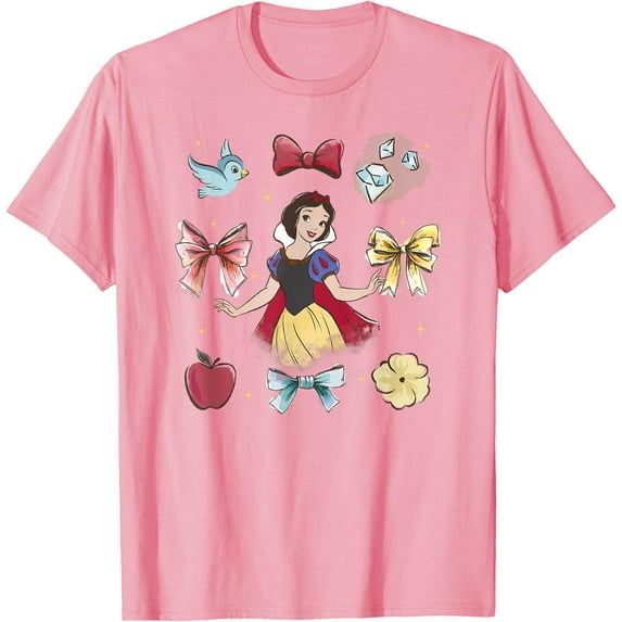 Princess Snow White Beauty Iconic Watercolor Elements DTG Print Unisex T-Shirt,Light Pink Color,Size YS