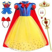 Princess Snow White Dress for Girls Costume Dress Up Birthday Party Cosplay Kids 7-8Years (E57-140)