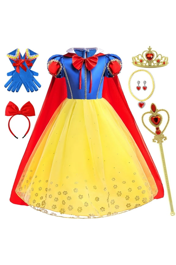 Princess Snow Dress for Girls Costume Dress Up Birthday Party Cosplay Kids 9-10Years (E57-150)