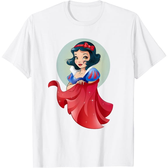 Princess Snow White Stylized DTG Print Unisex T-Shirt,White Color,Size YXS