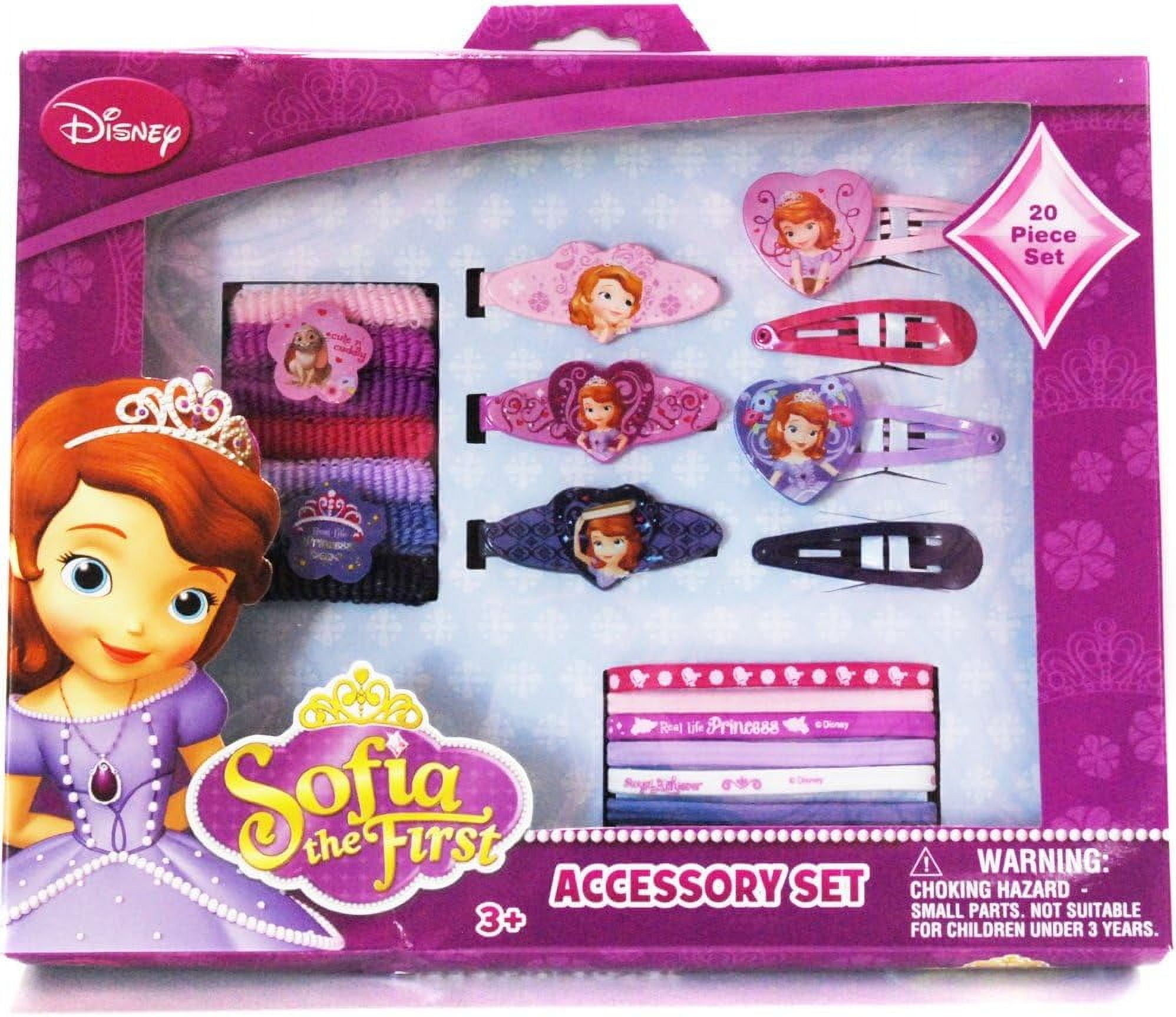 SOFIA THE FIRST Princess Sofia Accessory Set 20 pcs - 4 Hair Clips 3 Barrettes 7 Terries 6 Elastics