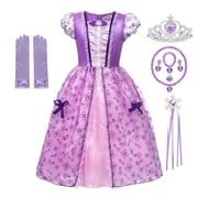 KAWELL Princess Dress up with Accessories - Christmas/Birthday/Halloween Dress up Clothes for Child 7/8