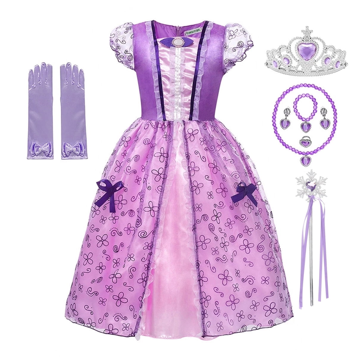 open lace back dress New Princess Girl Sofia Costume Dresses for Party Holiday Birthday Cosplay