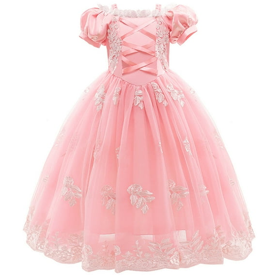 Princess Sofia Dress Up Costume Kids Puff Sleeve Fancy Party Pink Rapunzel Costume