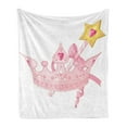 thumbnail image 1 of Princess Soft Flannel Fleece Blanket, Crown and Magic Wand for true Princess Ribbon Golden Yellow Antique Artwork, Cozy Plush for Indoor and Outdoor Use, 50" x 60", Pale Pink Yellow, by Ambesonne, 1 of 5