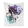 thumbnail image 1 of Princess Soft Flannel Fleece Throw Blanket, Abstract Portrait of an Girl Wearing a Crown and Floral Ornamentations, Cozy Plush for Indoor and Outdoor Use, 60" x 80", Multicolor, by Ambesonne, 1 of 6