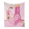 thumbnail image 1 of Princess Soft Flannel Fleece Throw Blanket, Interior of Magic Princess Bedroom Old Fashioned Ornament Pillow Mirror Print, Cozy Plush for Indoor and Outdoor Use, 70" x 90", Pink Yellow, by Ambesonne, 1 of 5