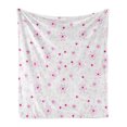 thumbnail image 1 of Princess Soft Flannel Fleece Throw Blanket, Pattern with Flowers Simple Classic Art Springtime Garden Cheerful, Cozy Plush for Indoor and Outdoor Use, 50" x 60", Magenta Fuchsia White, by Ambesonne, 1 of 5