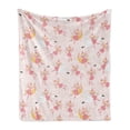 thumbnail image 1 of Princess Soft Flannel Fleece Throw Blanket, Pattern with Flying Fairies Setting on Moon Riding Swan Stick, Cozy Plush for Indoor and Outdoor Use, 50" x 60", Rose Earth Yellow Pink, by Ambesonne, 1 of 5