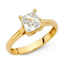 Princess Solitaire CZ Engagement Ring 14k Yellow Gold Anniversary Single Stone Square CZ Band Size 7
