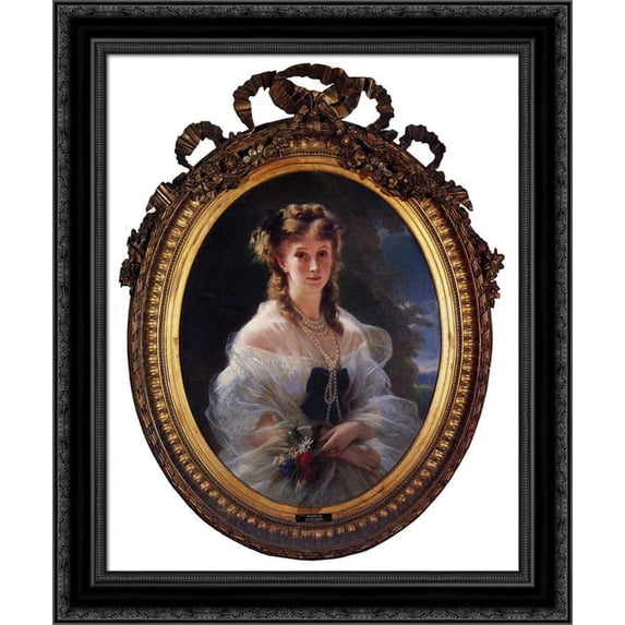 Princess Sophie Troubetskoi, Duchess de Morny 20x23 Black Ornate Wood Framed Canvas Art by Winterhalter, Franz Xavier