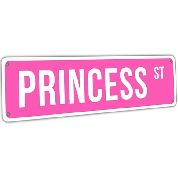 Princess Street Sign Pink Princess Room Decor Pink Princess St Tin Sign Y2k Wall Decor Princess Decor For Girl Bedroom Vintage Pink Girly Wall Art Poster Metal Sign Girls Cave 4"x16"