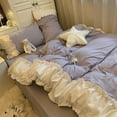 thumbnail image 1 of Princess Style Bedding Set No Filling Korean Romantic Ruffles Blue Purple Single Double Queen Size Duvet Cover Sheet Pillowcase, 1 of 2