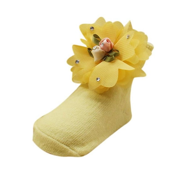 Princess Style Cotton Big Floral Rose Sock 0-1Y Spring Autumn Toddlers Girls Cotton Ankle Socks Infants Baby