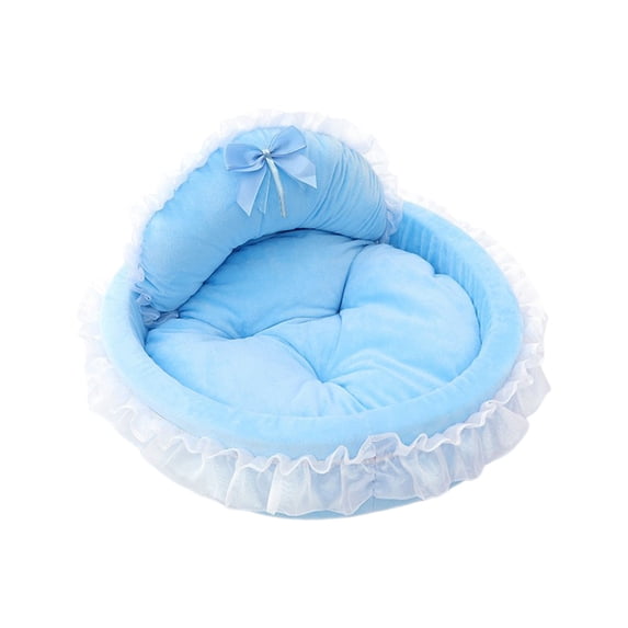 Princess Style Lace Pet Bed, 17.7" Soft Plush Cat Bed & Dog Bed Removable Cushion Pet House for Small to Medium Pets