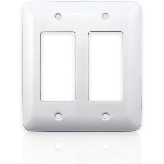 Princess Style Rocker Switch White Metal Wall Plate Covers, Made in USA, 3-Gang Wall Plate for Rocker Switches or GFCI Outlets, Decorative Switch Plates, Heavy-Duty Oversized Outlet Cover