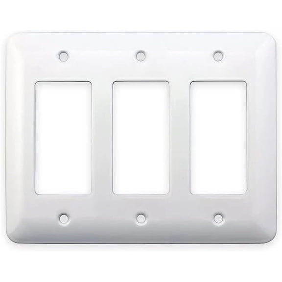 Princess Style Rocker Switch White Metal Wall Plate Covers, Made in USA, 3-Gang Wall Plate for Rocker Switches or GFCI Outlets, Decorative Switch Plates, Heavy-Duty Oversized Outlet Cover
