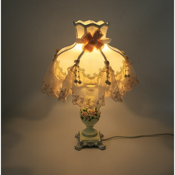 Princess Style Stained Table Lamp with 12.2-inch Wide Lampshade, Pink