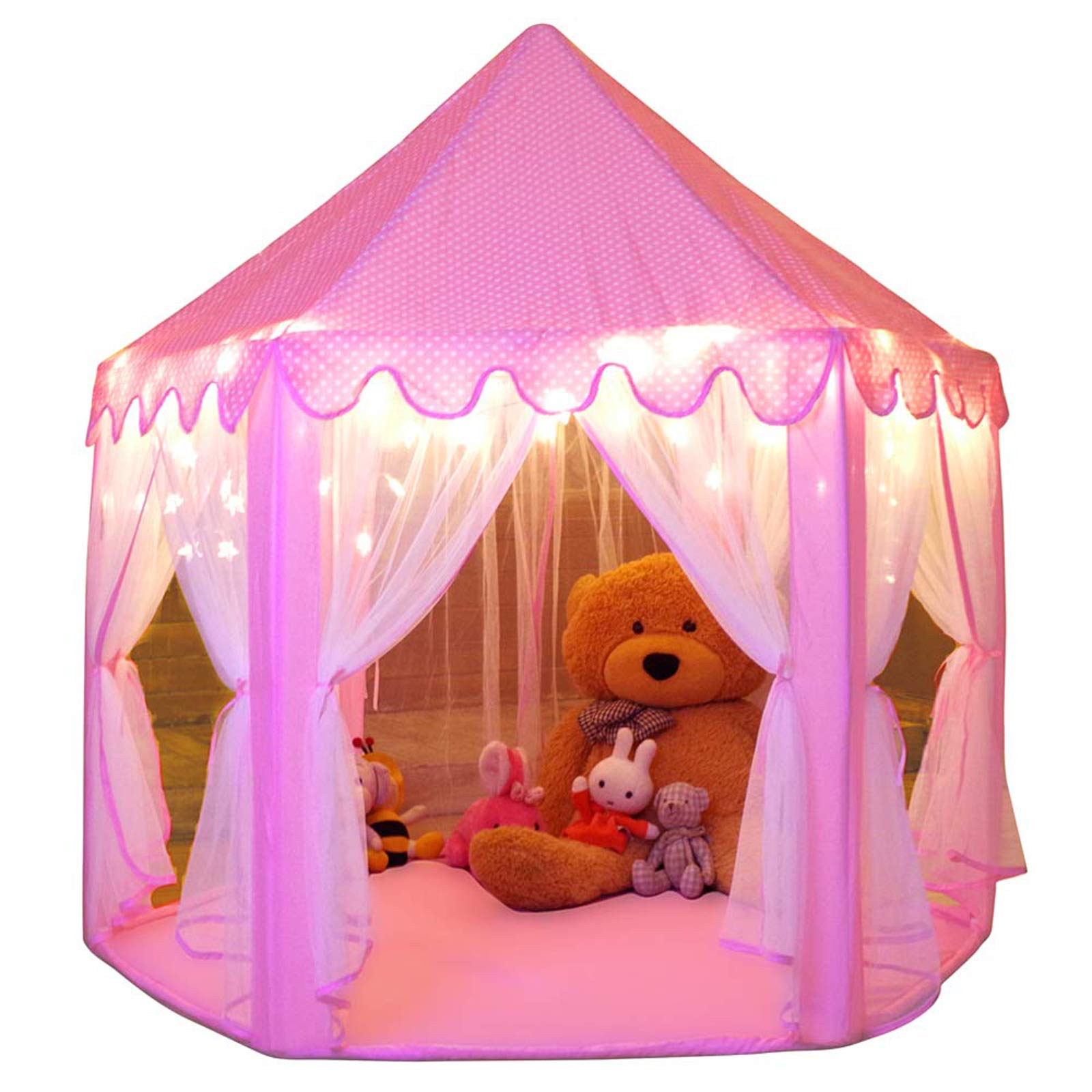 Princess Tent Girls Large Playhouse Kids Castle Play Tent With Star Lights Toy For Children Indoor And Outdoor Games, 55'' X 53'' (Dxh)