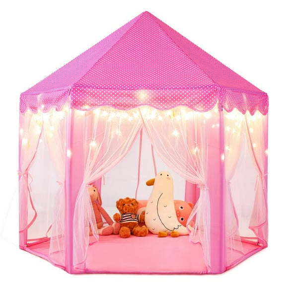 Princess Tent Pink kids outdoor play with Star Lights for Girl Playhouse Indoor Game Fun Perfect Toy Gifts Playroom