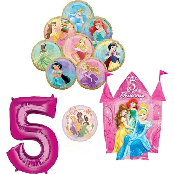 Princess Theme 5th Birthday Party Supplies 8 Princesses Balloon Bouquet Decorations