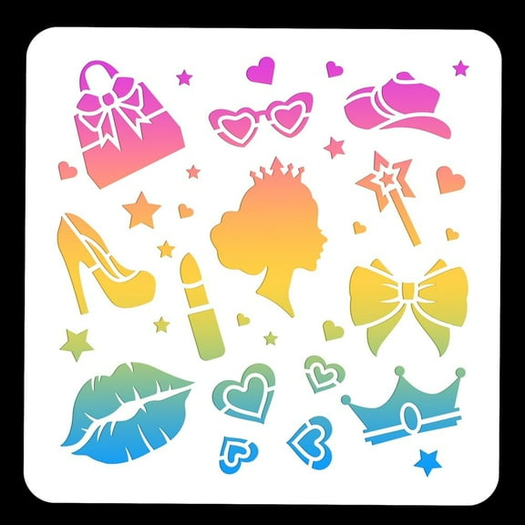 Princess Theme Painting Stencil 11.81x11.81 Inch Reusable Craft Stencils Hollow Out Drawing Painting Template