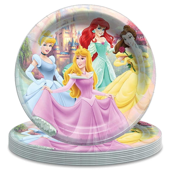 Princess Themed Birthday Disposable Tableware - 7 Inch Paper Plates Party Supply Decorations