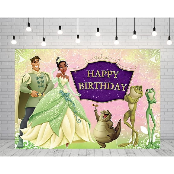 Princess Tiana Backdrop for Birthday Party Supplies 5x3ft Tiana Photo Backgrounds Princess and The Frog Theme Baby Shower Banner for Birthday Cake Table Decoration