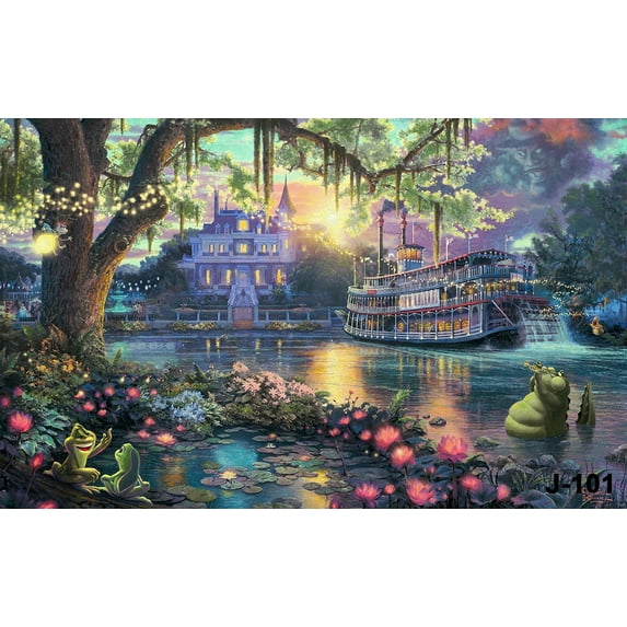 Princess Tiana Backdrop for Birthday Party Supplies Purple Photo Backgrounds Princess and The Frog Birthday Theme Baby Shower Banner