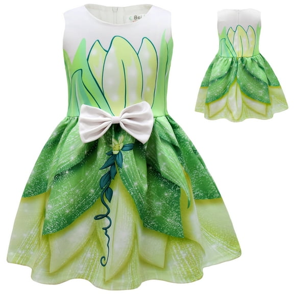 Princess Tiana Fairy Costume Dress up for Girl Birthday Party Fancy Outfits