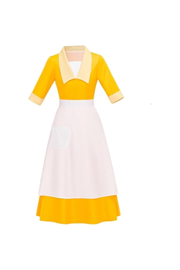 Princess Tiana Maid Waitress Dress Outfit for Adult Women