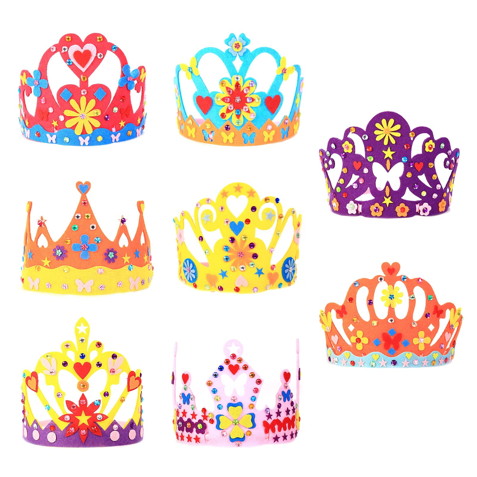 DIY Glitter Crown Craft Kit - 6 Foam Tiaras With Jewel Stickers For Kids Parties